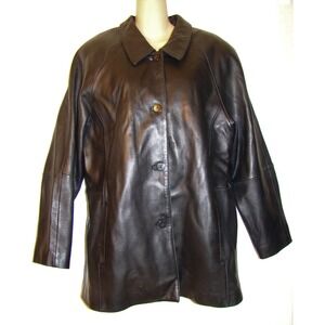 FIELD GEAR WOMENS BLACK LEATHER JACKET COAT REMOVABLE LINING SIZE XL      BC